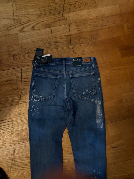 Ralph Lauren woman’s  Skinny Paint-Splatter Dark Blue Jeans - Picture 12 of 15